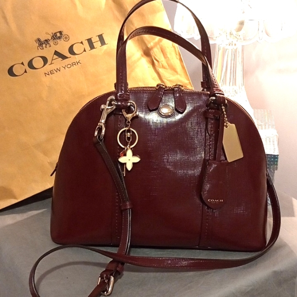 Coach Peyton Leather Cora Domed Satchel